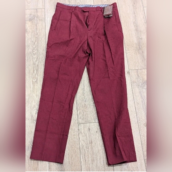$620 Mens ETRO Stretch Cotton Trousers Dark Red 50 US 34